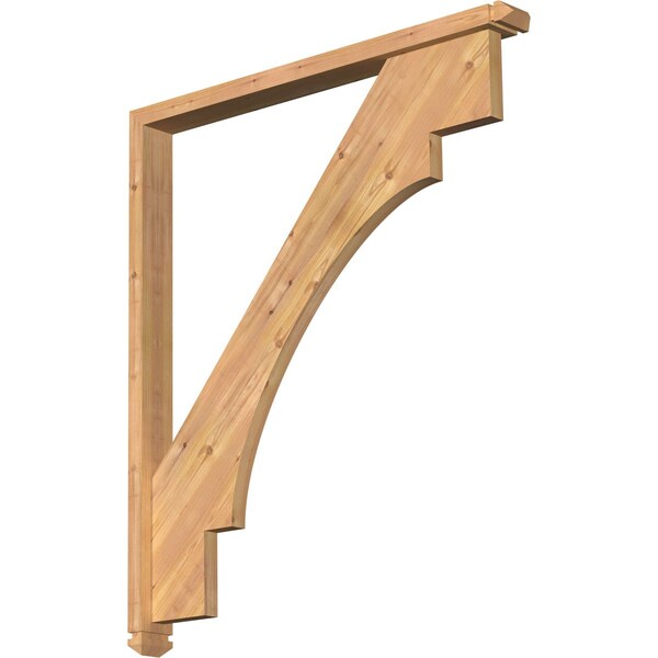 Ekena Millwork Merced Arts and Crafts Smooth Bracket w/ Offset Brace, Western Red Cedar, 3 1/2"W x 38"D x 44"H BKT0402X38X44MRC03SWR - main